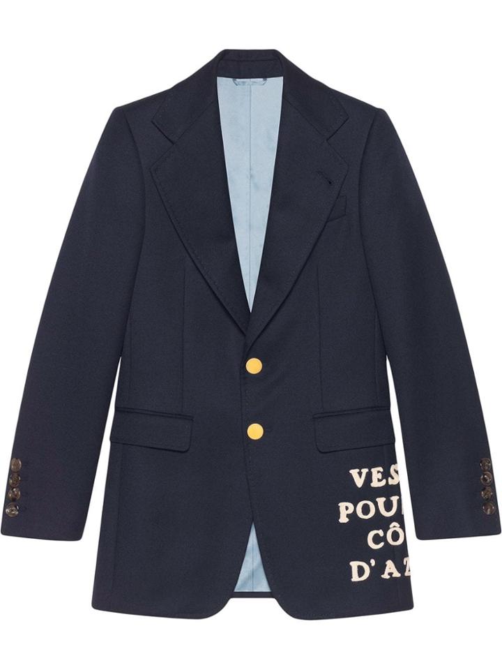 Gucci Appliqué Twill Jacket - Blue