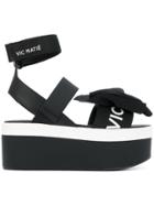 Vic Matie Asymmetric Bow Platform Sandals - Black