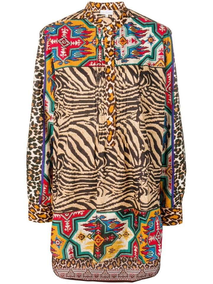 Pierre-louis Mascia Animal Pattern Grandad Shirt - Brown