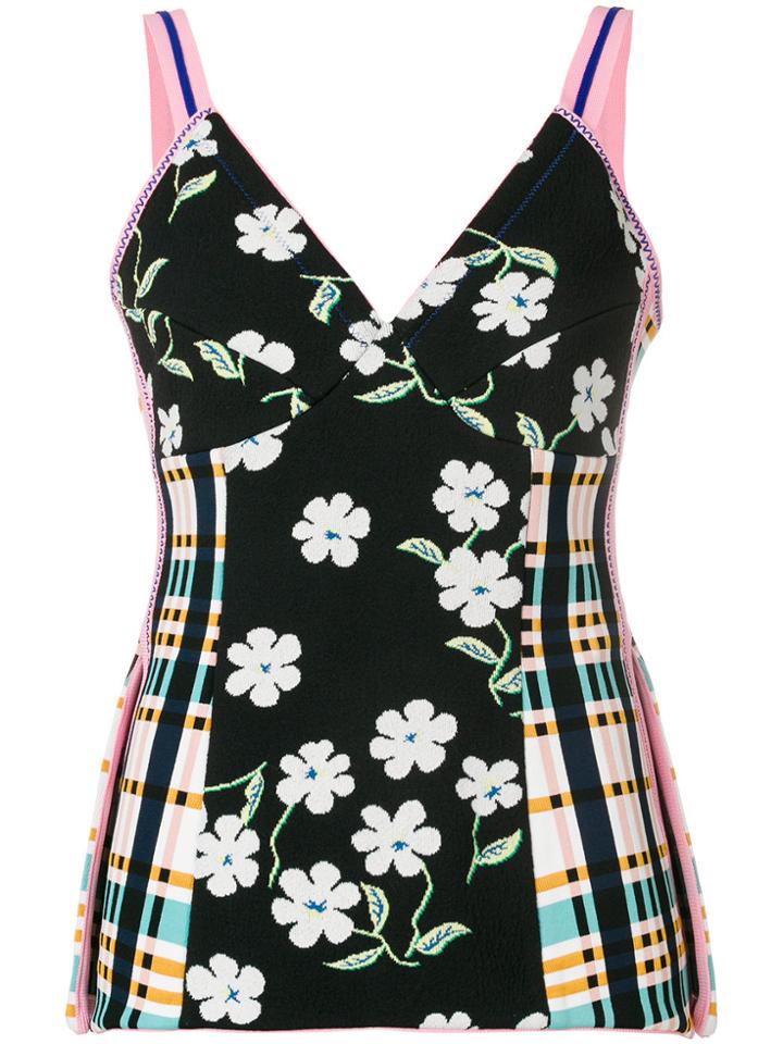 Marni Floral Check Patterned Vest Top - Black