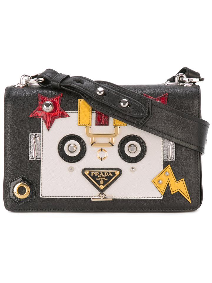 Prada Robot Crossbody Bag, Women's, Black, Calf Leather