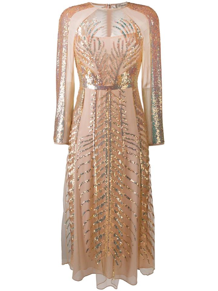 Temperley London Dusk Sequin-embellished Silk Dress - Neutrals