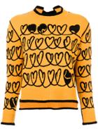 Fendi Heart Embroidered Sweater With Cut Out Details - Yellow & Orange