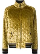 Maison Margiela Quilted Bomber Jacket, Women's, Size: 42, Yellow/orange, Silk/viscose