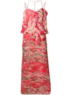 Anntian Branch Printed Dress - Red