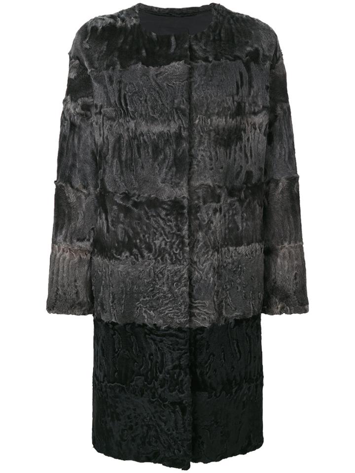 Liska Fur Detail Coat - Grey