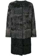 Liska Fur Detail Coat - Grey