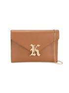 Christopher Kane Gothic K Clutch Bag, Women's, Brown, Leather/cotton/metal