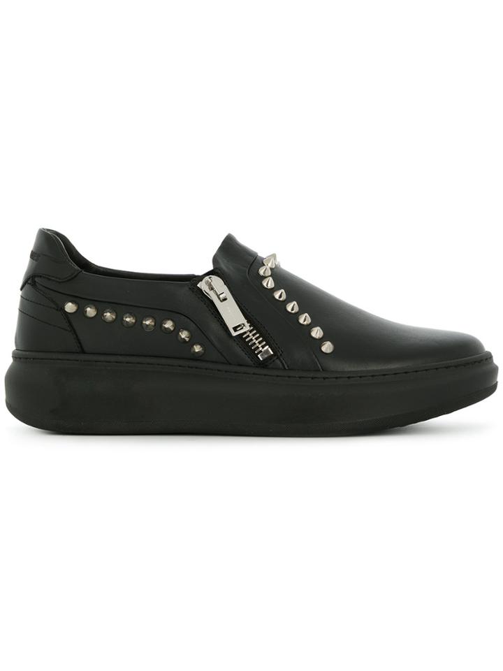 Les Hommes Slip-on Studded Sneakers - Black