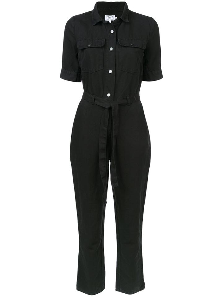 Frame Denim Tie Waist Jumpsuit - Black