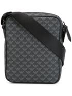 Emporio Armani Logo Patterned Crossbody Bag, Men's, Grey, Cotton/leather/polyester/pvc