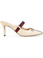 Gucci Mid-heel Slide With Web - Neutrals