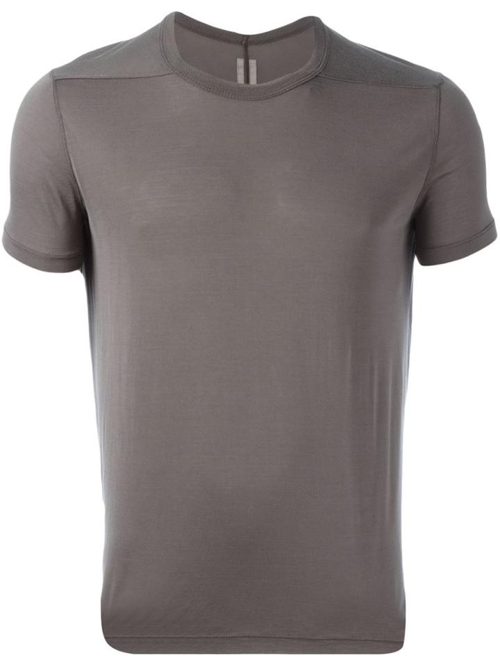Rick Owens Round Neck T-shirt, Men's, Size: Large, Grey, Silk