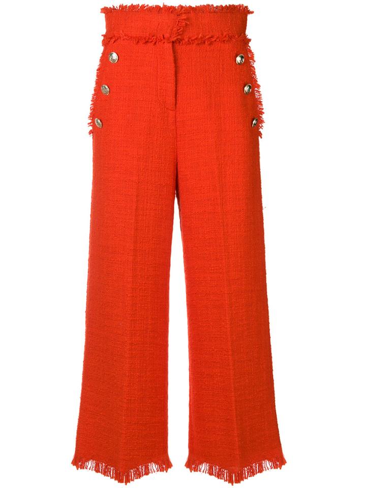 Msgm Cropped Tweed Trousers - Red