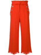 Msgm Cropped Tweed Trousers - Red