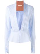 Ssheena - Plunging Peplum Shirt - Women - Cotton - M, White, Cotton