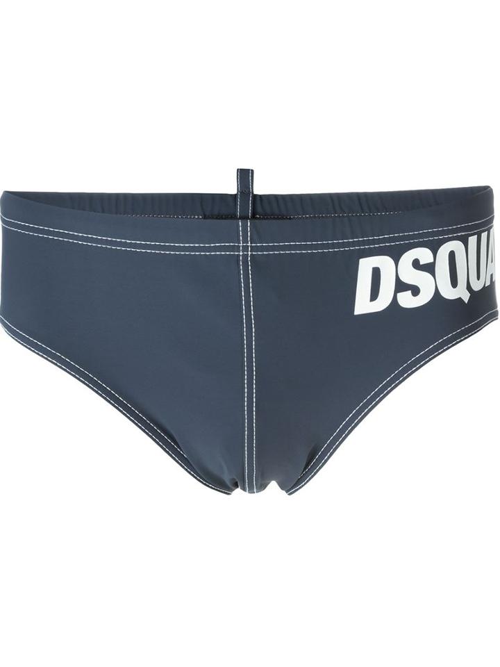 Dsquared2 Logo Swim Trunks, Men's, Size: 50, Grey, Polyamide/spandex/elastane