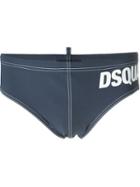 Dsquared2 Logo Swim Trunks, Men's, Size: 50, Grey, Polyamide/spandex/elastane