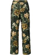 For Restless Sleepers Floral Pattern Trousers, Women's, Size: Medium, Green, Polyester