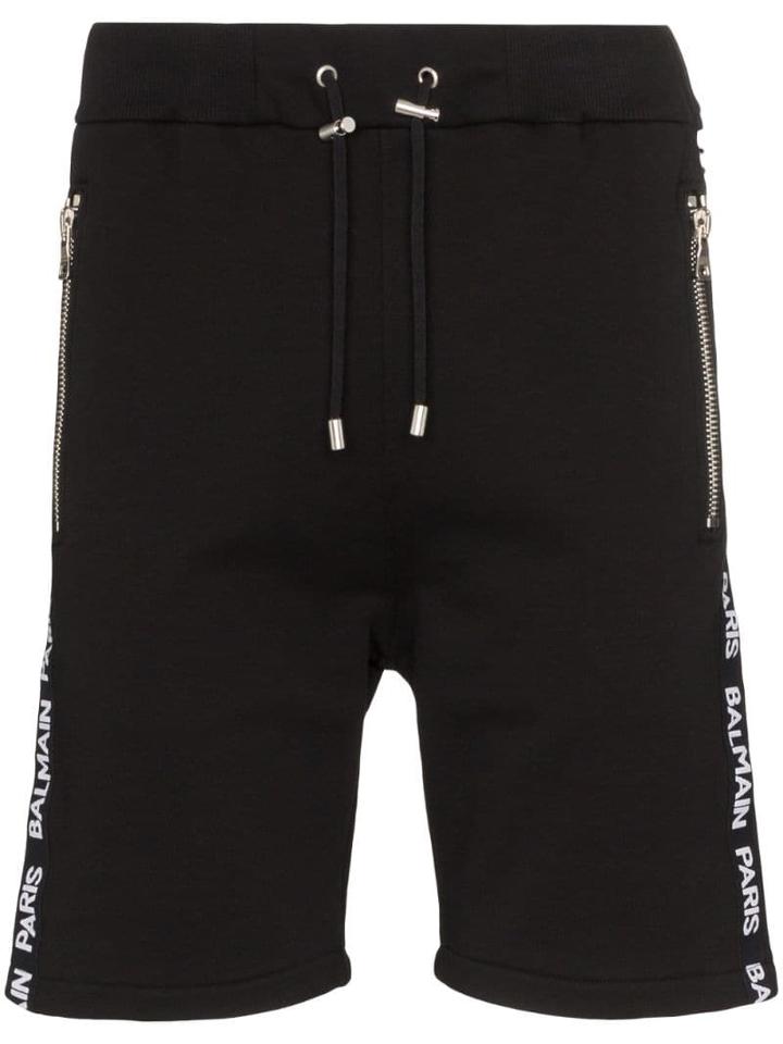 Balmain Logo Tape Track Shorts - Black