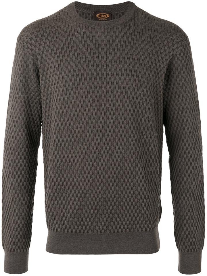 Tod's Woven Detail Jumper, Men's, Size: Small, Brown, Silk/merino