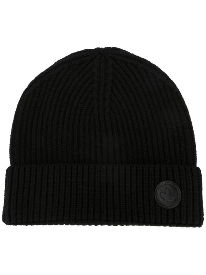 Dsquared2 Canadian Emblem Beanie, Men's, Black, Wool