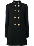 Dolce & Gabbana Double Breasted Coat, Women's, Size: 44, Black, Virgin Wool/polyester/spandex/elastane