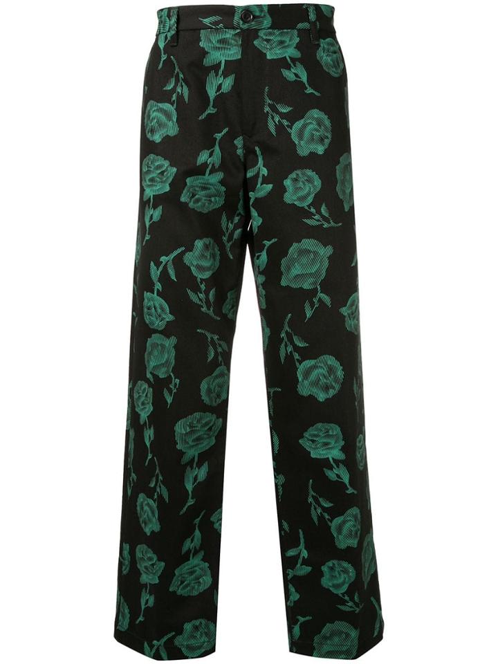 Aries Rose Print Trousers - Black