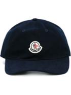 Moncler Logo Patch Baseball Cap, Men's, Blue, Polyester/cotton