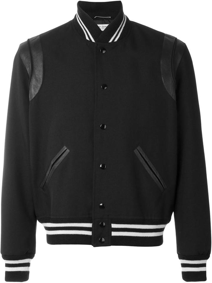 Saint Laurent Classic Teddy Jacket, Men's, Size: 48, Black, Cotton/lamb Skin/cupro/virgin Wool