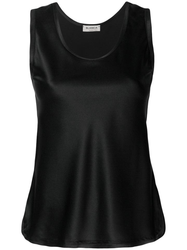 Blanca Curved Hem Vest Top - Black