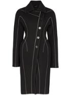 Mugler Hourglass Stitched Long Coat - Black