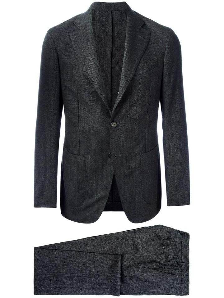 Borrelli Two-piece Suit, Men's, Size: 48, Black, Virgin Wool/cupro/viscose