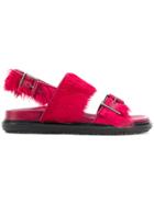 Marni Fur Trimmed Fussbett Sandals - Pink & Purple