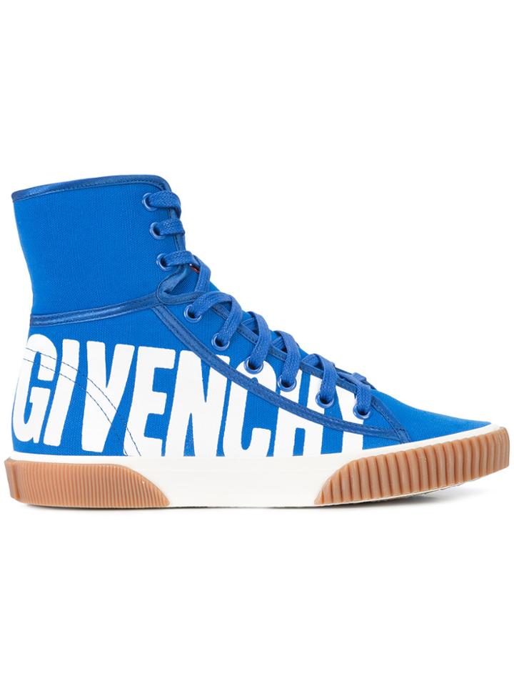 Givenchy Logo Print Hi-top Sneakers - Blue