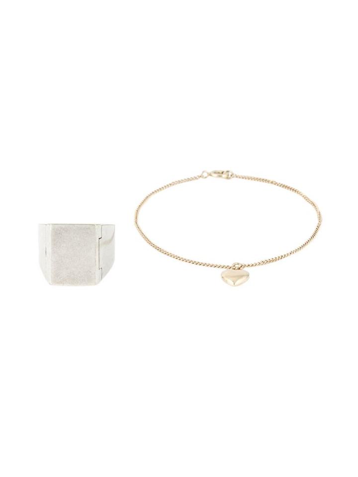 Maison Margiela Ring And Bracelet Set, Men's, Size: Small, Metallic