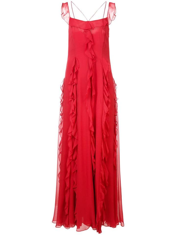 Prabal Gurung Ruffle Halter Gown - Red