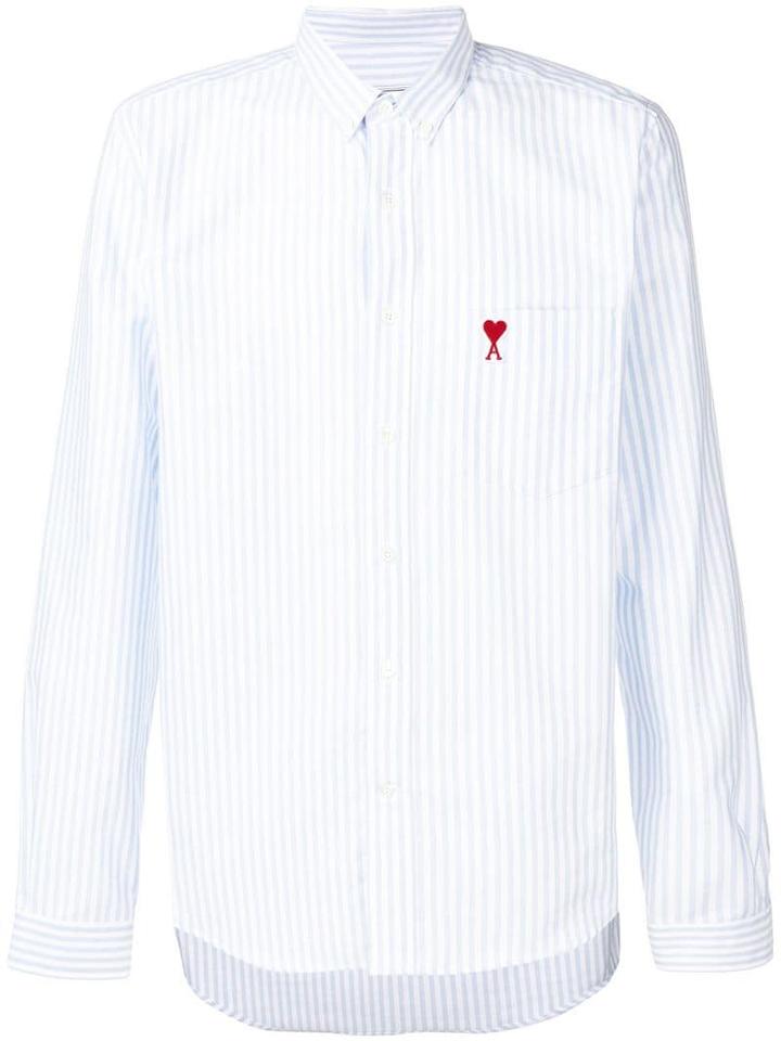 Ami Paris Striped Button Down Shirt - Blue