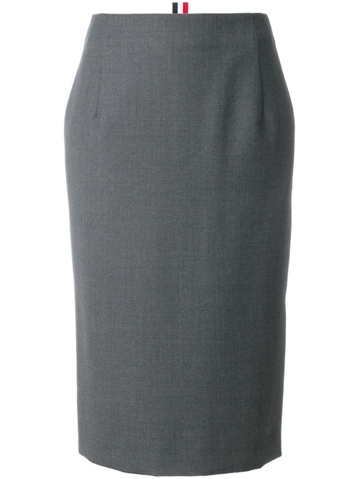 Thom Browne Striped Wool Twill Straight Skirt - Grey