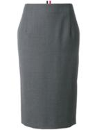 Thom Browne Striped Wool Twill Straight Skirt - Grey