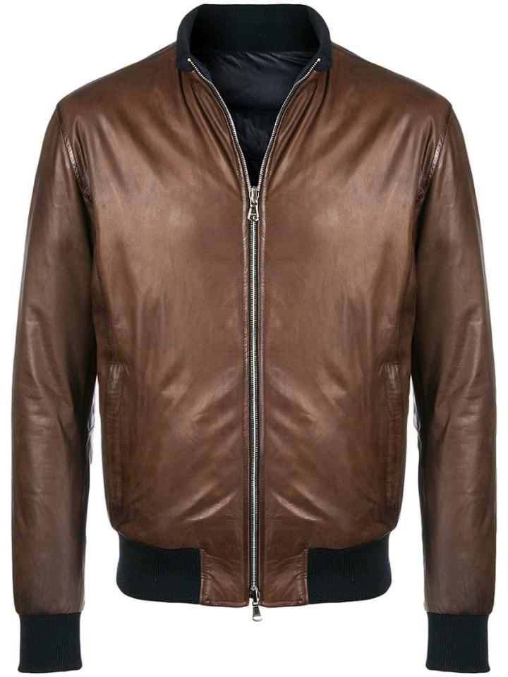 Barba Reversible Bomber Jacket - Brown