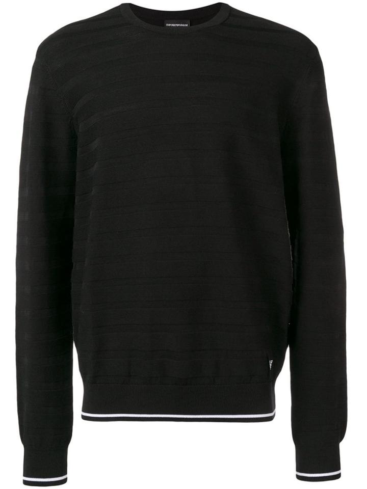 Emporio Armani Striped Panel Jumper - Black