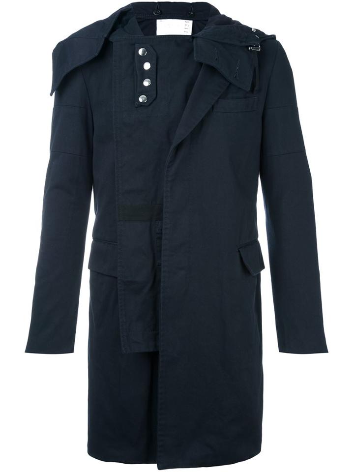 Sacai Layered Coat, Men's, Size: 1, Blue, Cotton/cupro