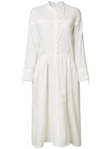 Deep Moss - Plain Shirt Dress - Women - Cotton - L, White, Cotton