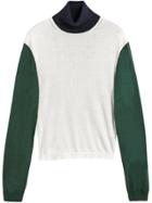 Burberry Colour-block Silk Cashmere Roll-neck Sweater - White