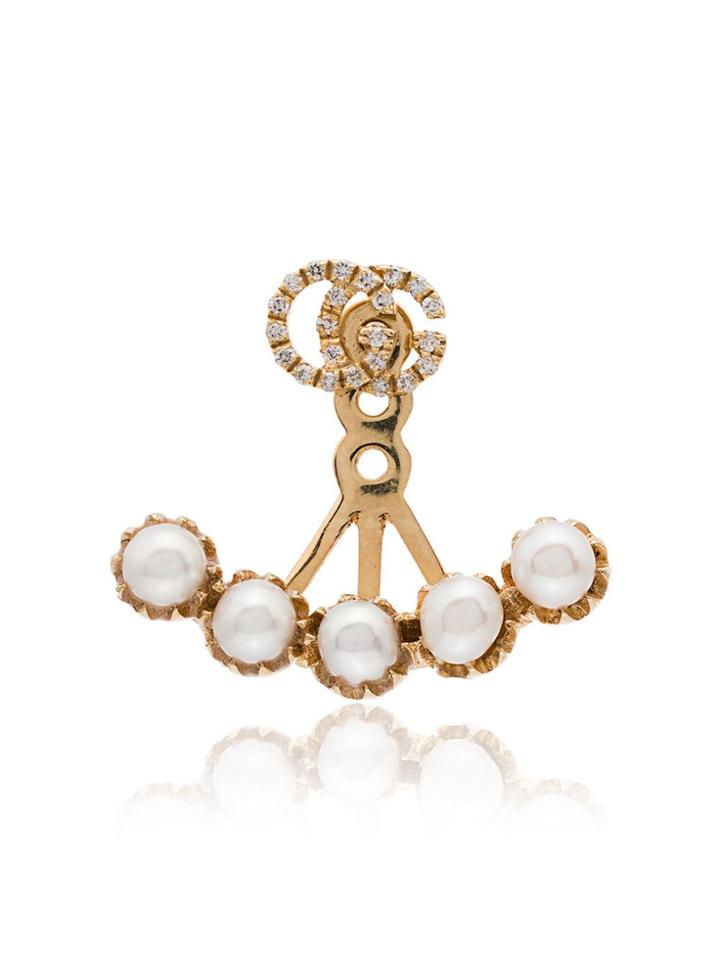Gucci Metallic Gold-plated Diamond And Pearl Cuff Earring