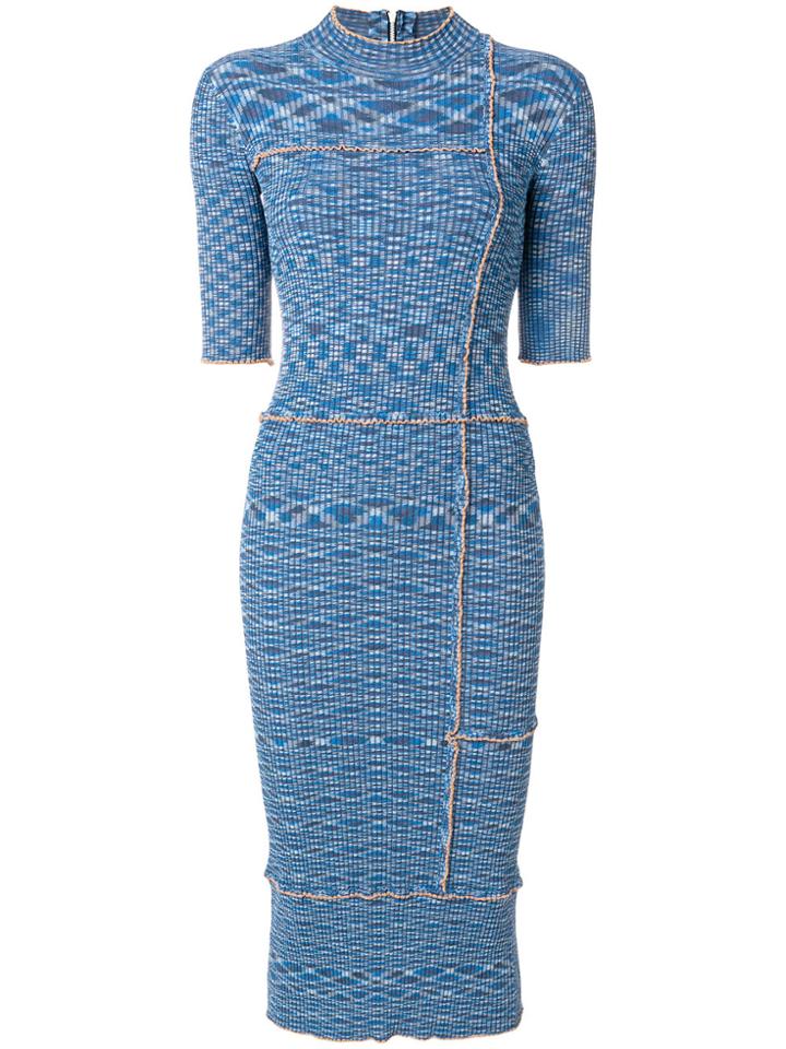 House Of Holland Ribbed Fitted Dress - Blue