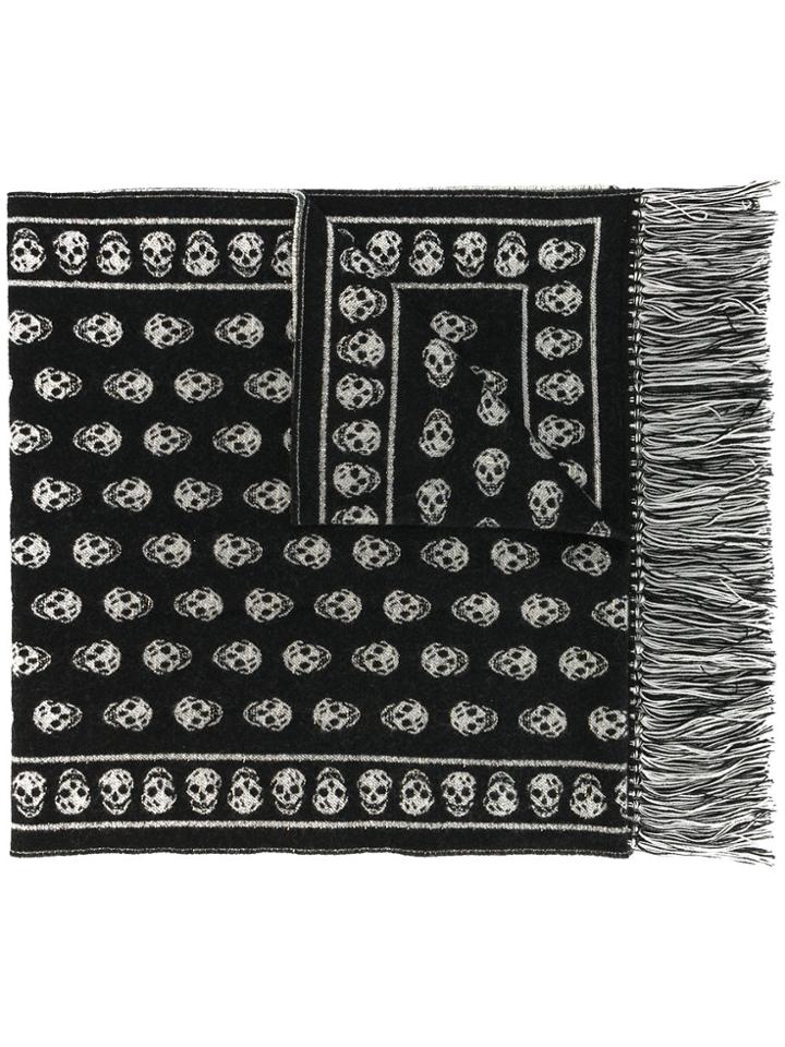Alexander Mcqueen Skull Fringe Scarf - Black