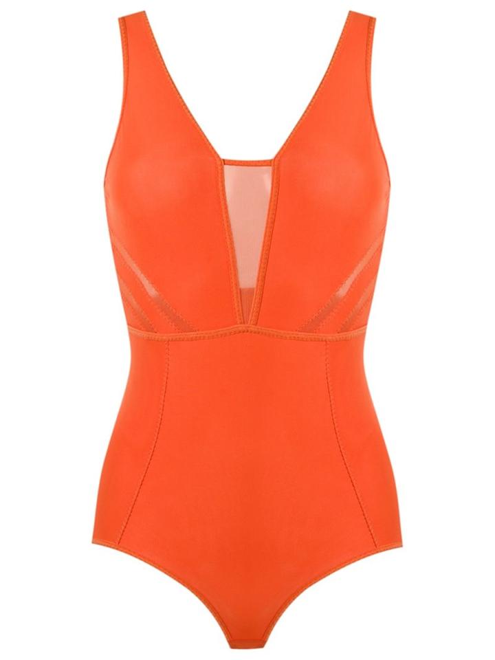 Giuliana Romanno Bodysuit, Women's, Size: Medium, Yellow/orange, Elastodiene/polyamide