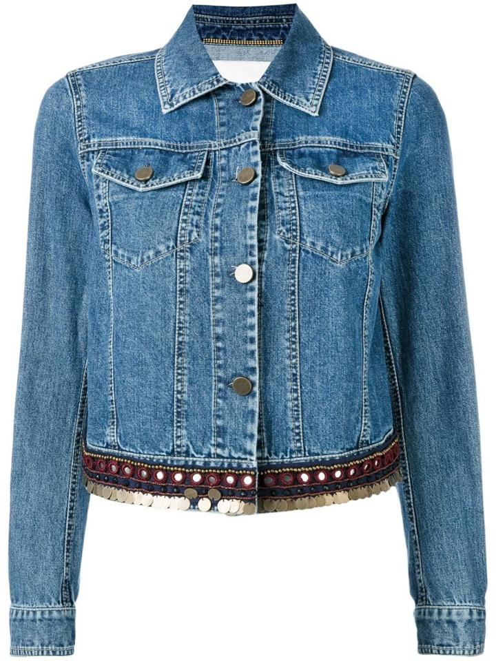 Bazar Deluxe Embellished Hem Denim Jacket - 218denim
